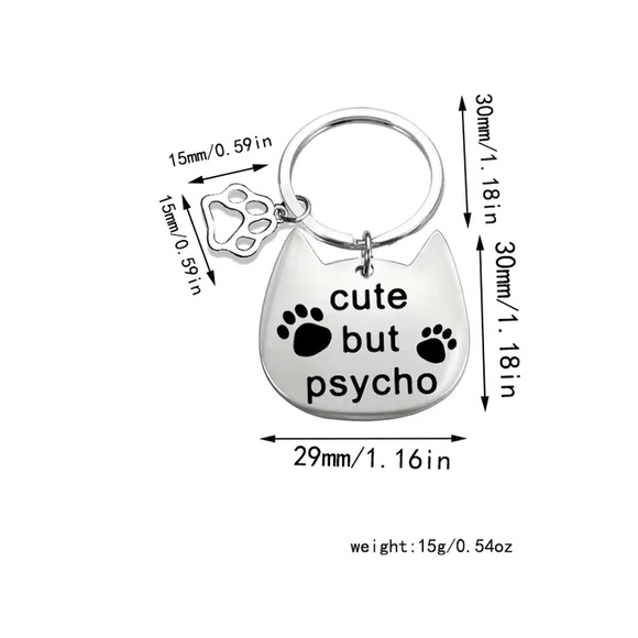 Stainless Steel Cat Head and Paw Double Keychain - Picture 4 of 4